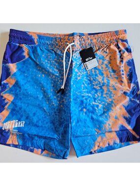 NWT MSFTSrep Trippy Summer Swim Trunks Shorts Blue Orange Men's Large